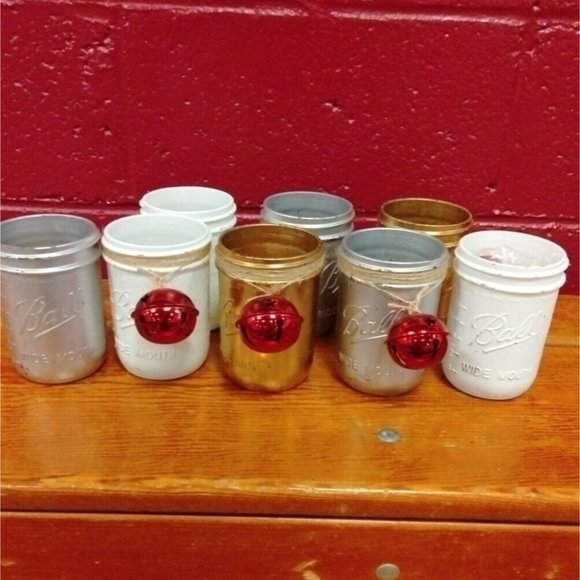 Ball Jar Luminaries Jingle Bells Lot 8 Rustic Distressed Western Country - Picture 1 of 10